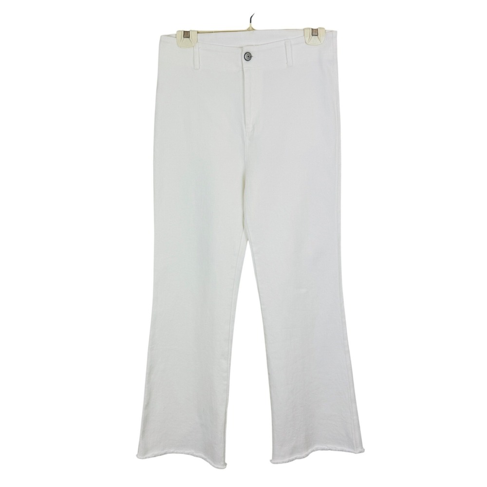 La Miel Womens‎ White High Waist Wide Leg Raw Hem Denim Pants Small Clean Girl